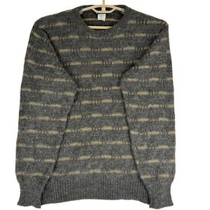 Vintage Attache Mens M Kid Mohair Sweater Made Italy Gray Tan Striped Knit